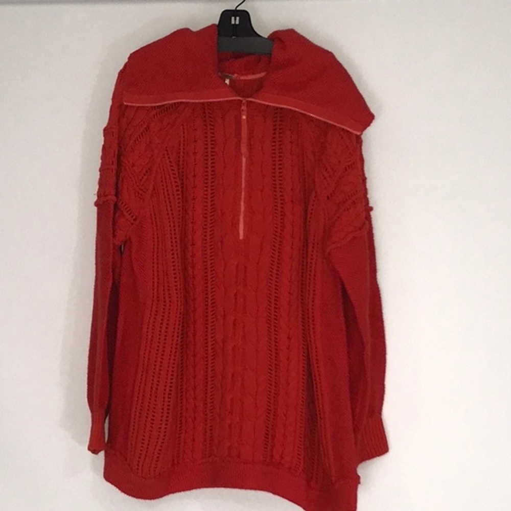 NEW FREE PEOPLE PARTIAL ZIP KNIT PULLOVER Z32-11